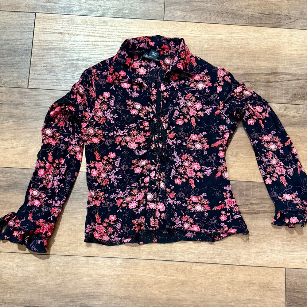 Women’s Black & Pink Floral Blouse